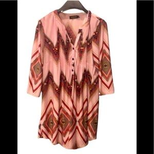 𝅺REBORN Zulily printed hot pink tunic shirt dress size M